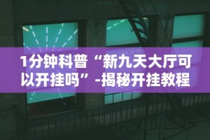 1分钟科普“新九天大厅可以开挂吗”-揭秘开挂教程分享