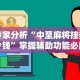 专家分析“中至麻将挂多少钱”掌握辅助功能必胜规则