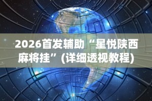 2026首发辅助“星悦陕西麻将挂”(详细透视教程)