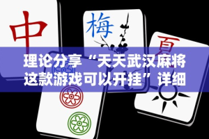 理论分享“天天武汉麻将这款游戏可以开挂”详细分享装挂步骤