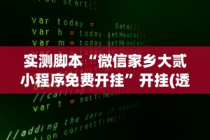 实测脚本“微信家乡大贰小程序免费开挂”开挂(透视)辅助教程