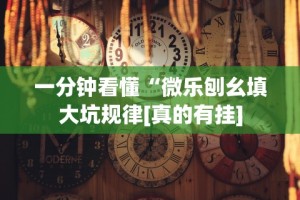 一分钟看懂“微乐刨幺填大坑规律[真的有挂]