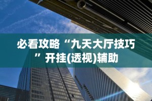 必看攻略“九天大厅技巧”开挂(透视)辅助
