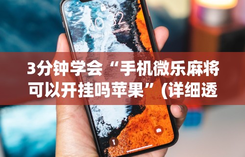 3分钟学会“手机微乐麻将可以开挂吗苹果”(详细透视教程)-知乎