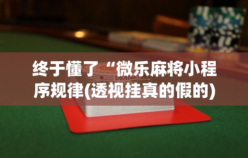 终于懂了“微乐麻将小程序规律(透视挂真的假的)