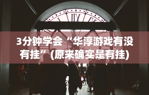 3分钟学会“华淳游戏有没有挂”(原来确实是有挂)