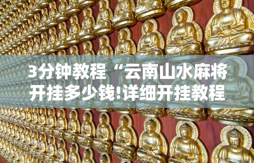 3分钟教程“云南山水麻将开挂多少钱!详细开挂教程