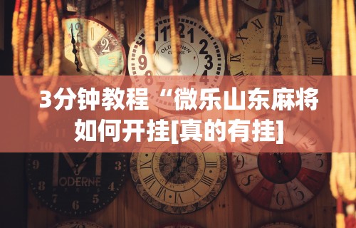 3分钟教程“微乐山东麻将如何开挂[真的有挂]