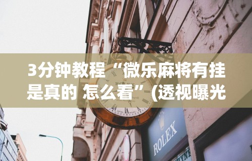3分钟教程“微乐麻将有挂是真的 怎么看”(透视曝光猫腻)
