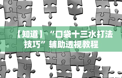 【知道】“口袋十三水打法技巧”辅助透视教程