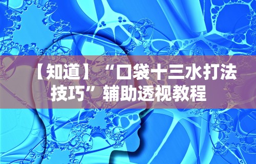 【知道】“口袋十三水打法技巧	”辅助透视教程