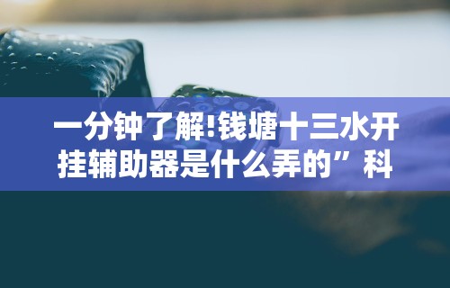 一分钟了解!钱塘十三水开挂辅助器是什么弄的”科技辅助神器手机