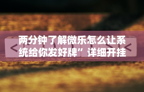 两分钟了解微乐怎么让系统给你发好牌	”详细开挂教程