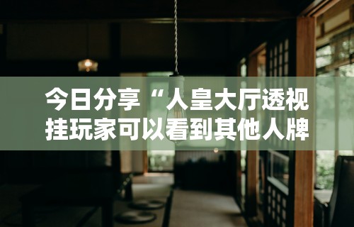 今日分享“人皇大厅透视挂玩家可以看到其他人牌吗”真实开挂技巧分享
