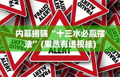内幕揭晓“十三水必赢摆法	”(果然有透视挂)