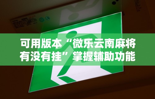 可用版本“微乐云南麻将有没有挂”掌握辅助功能必胜规则