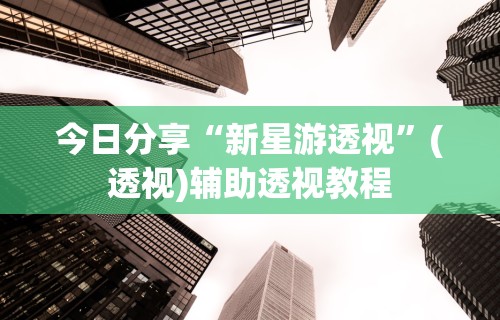 今日分享“新星游透视”(透视)辅助透视教程