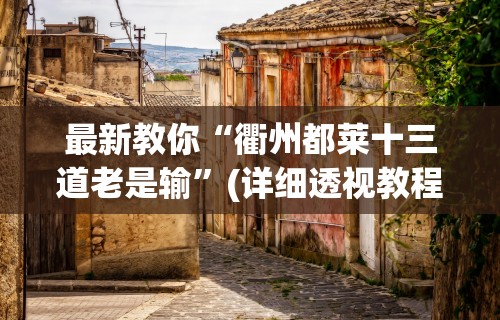 最新教你“衢州都莱十三道老是输”(详细透视教程)-