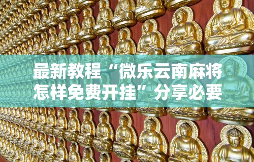 最新教程“微乐云南麻将怎样免费开挂”分享必要外挂教程