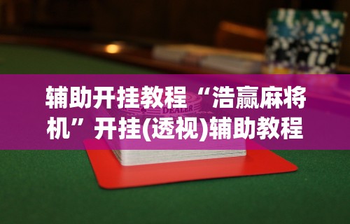 辅助开挂教程“浩赢麻将机”开挂(透视)辅助教程