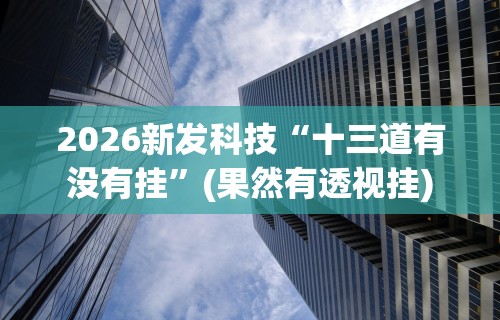 2026新发科技“十三道有没有挂	”(果然有透视挂)