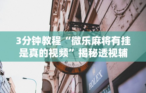 3分钟教程“微乐麻将有挂是真的视频”揭秘透视辅助万能挂